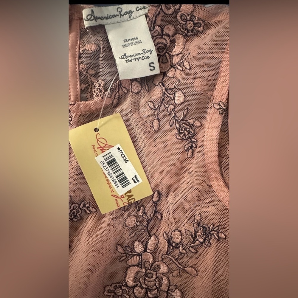 American Rag Mauve Lace Cold Shoulder Blouse - Picture 4 of 4